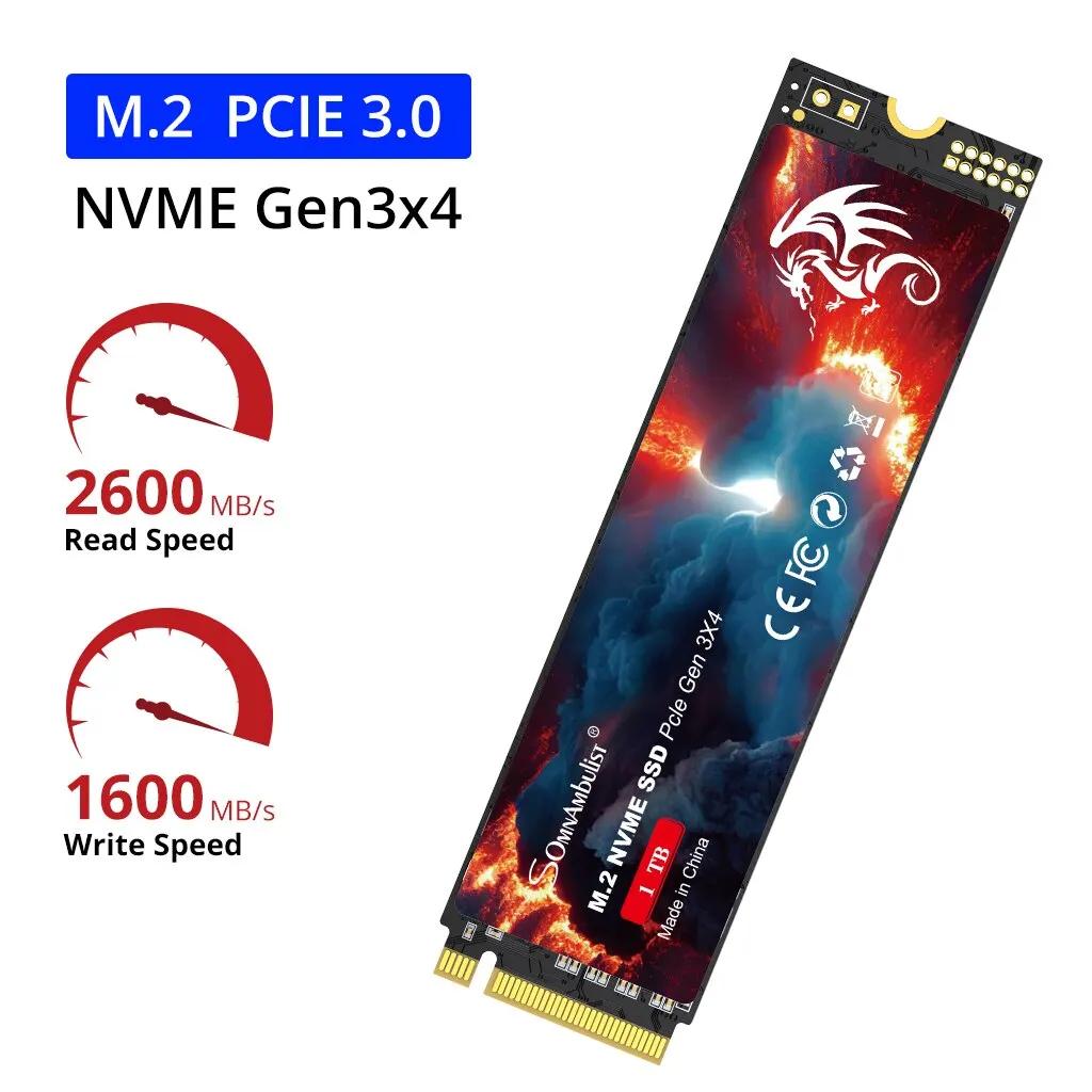 SomnAmbulist SSD M2 NVME 128GB 256GB 512GB 1TB SSD M.2 2280 PCIe 3.0 Ʈ ũ  ܼ  ָ Ʈ ̺